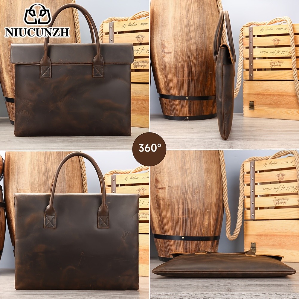 NIUCUNZH Mens Casual Top-Grain Leather Shoulder Bag Stylish, Durable, and Ideal for Daily Commute and Business Use