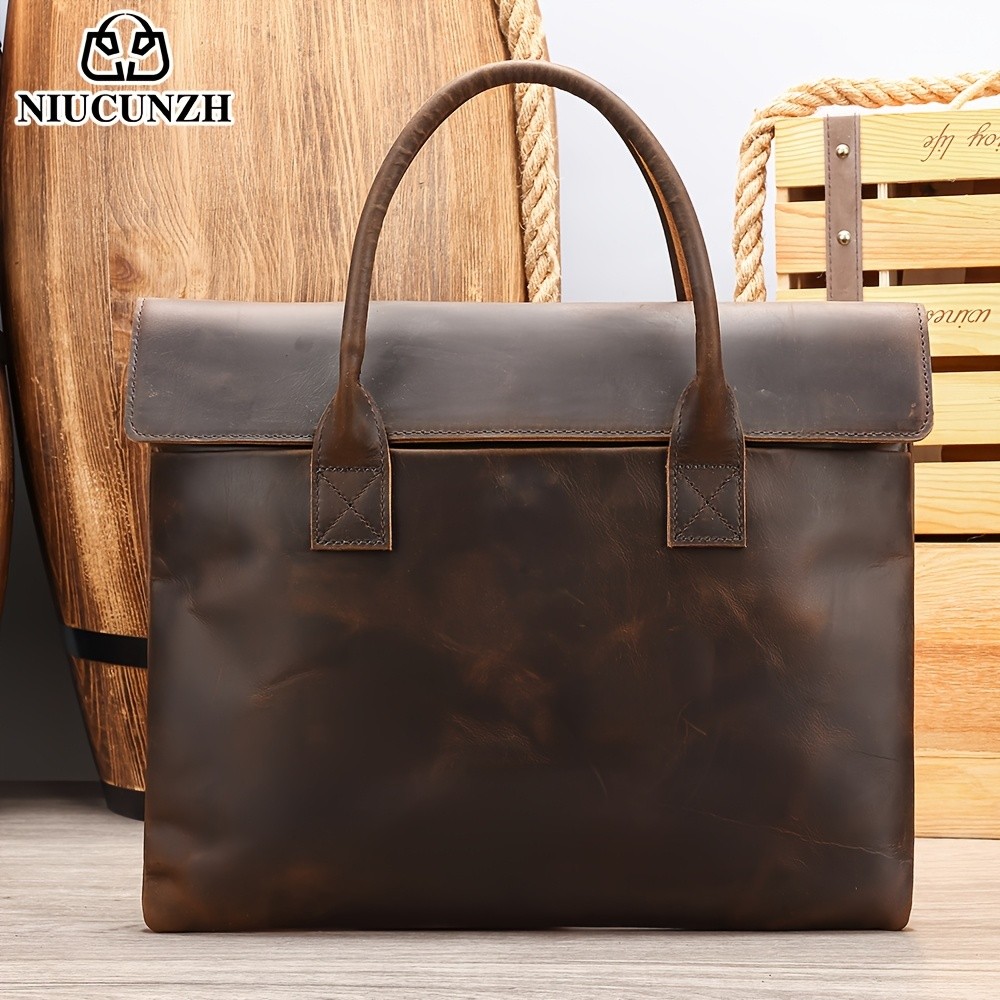 NIUCUNZH Mens Casual Top-Grain Leather Shoulder Bag Stylish, Durable, and Ideal for Daily Commute and Business Use
