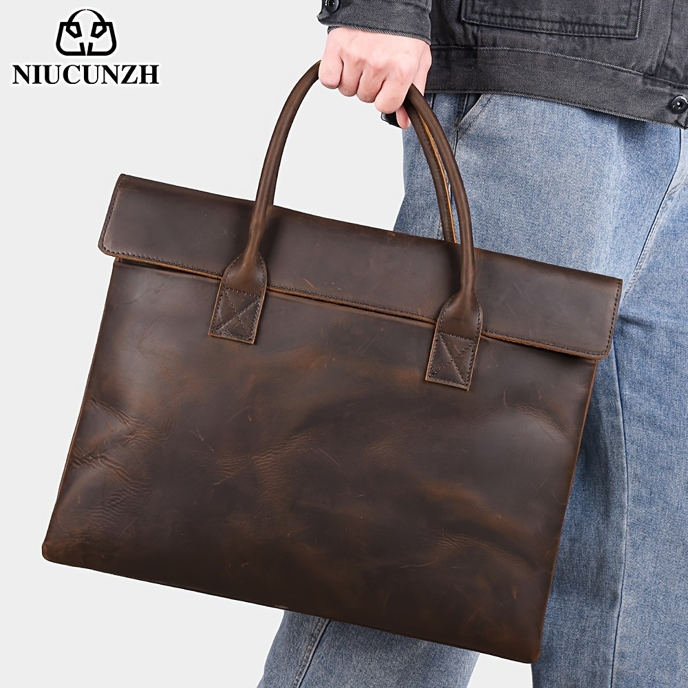 NIUCUNZH Mens Casual Top-Grain Leather Shoulder Bag Stylish, Durable, and Ideal for Daily Commute and Business Use