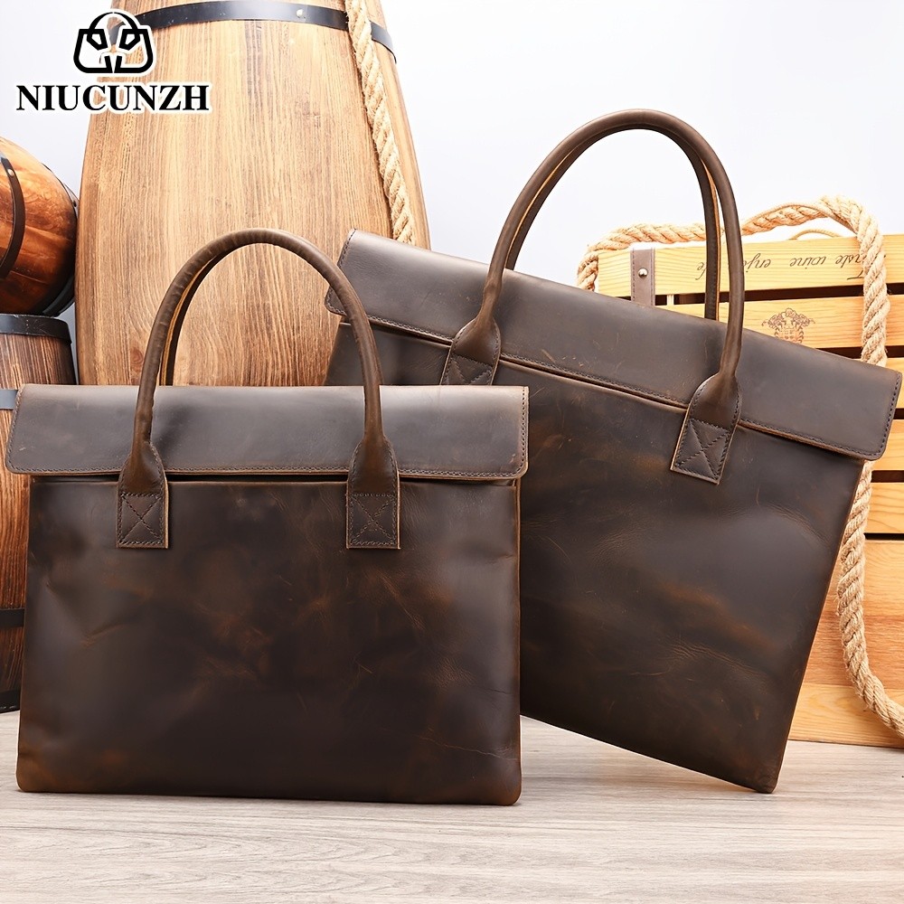 NIUCUNZH Mens Casual Top-Grain Leather Shoulder Bag Stylish, Durable, and Ideal for Daily Commute and Business Use