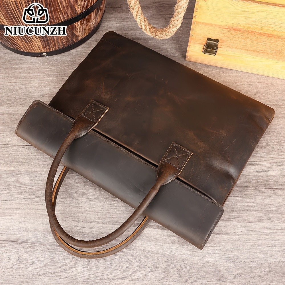 NIUCUNZH Mens Casual Top-Grain Leather Shoulder Bag Stylish, Durable, and Ideal for Daily Commute and Business Use
