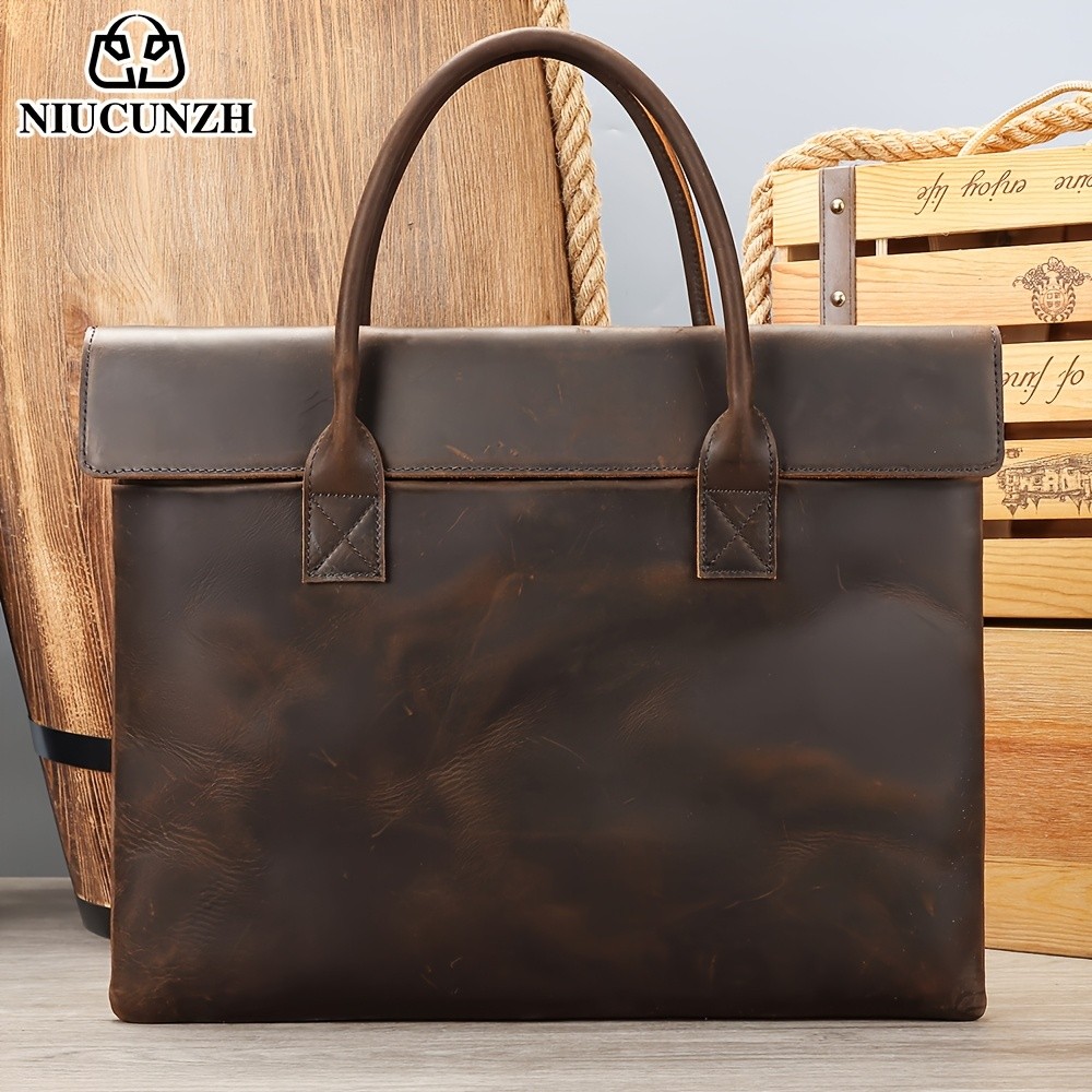 NIUCUNZH Mens Casual Top-Grain Leather Shoulder Bag Stylish, Durable, and Ideal for Daily Commute and Business Use