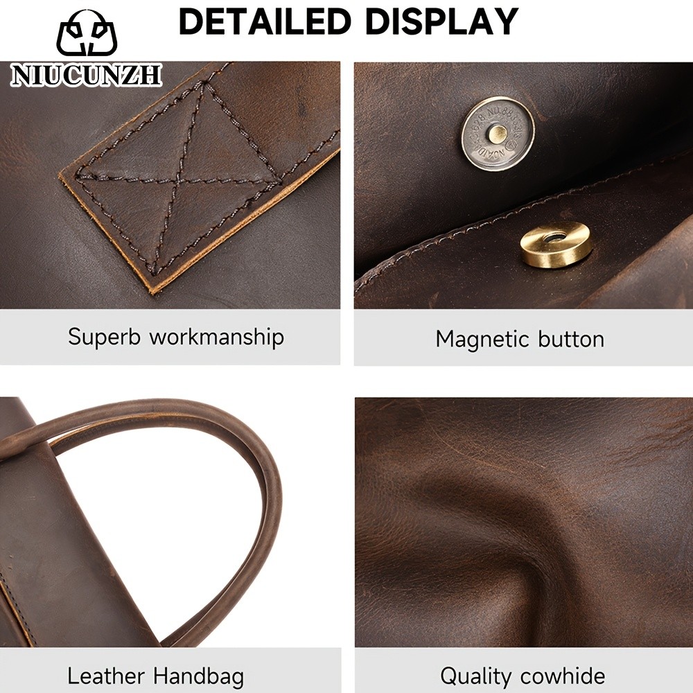 NIUCUNZH Mens Casual Top-Grain Leather Shoulder Bag Stylish, Durable, and Ideal for Daily Commute and Business Use