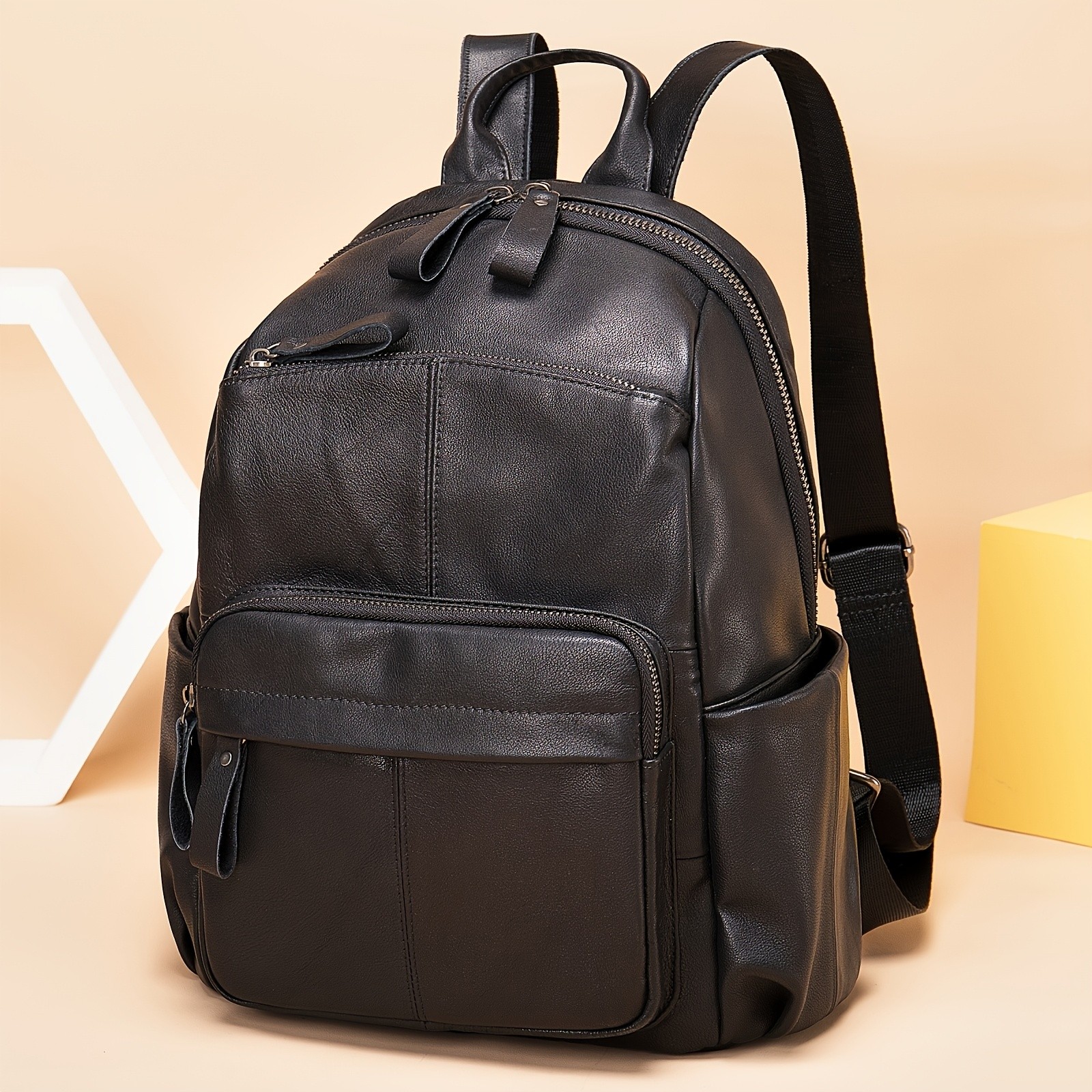 NIUCUNZH Genuine Leather Unisex Backpack Durable, Spacious, and Perfect for Travel, Commute, and Daily Use