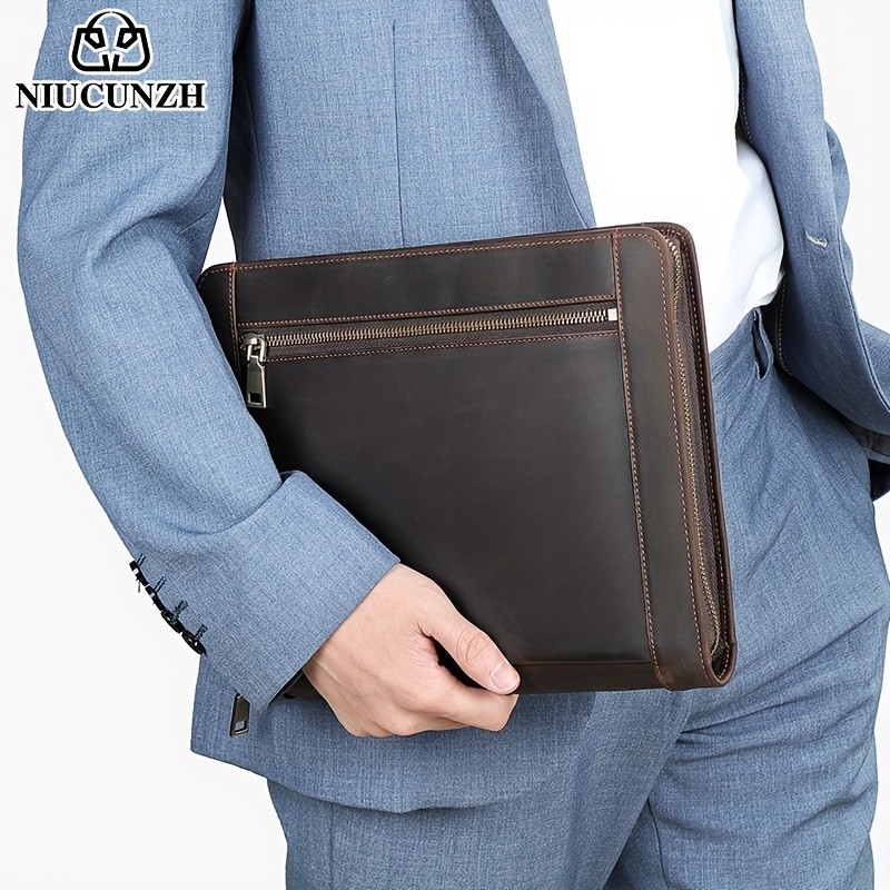 NIUCUNZH Men's Cowhide Clutch Bag Elegant, Durable, and Perfect for Business and Storage