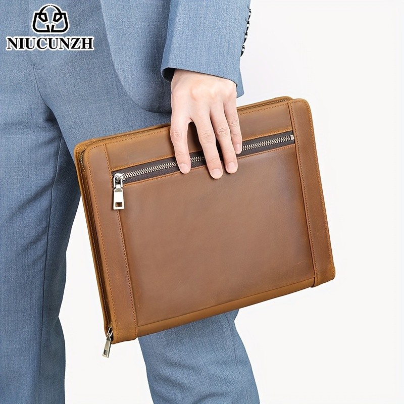 NIUCUNZH Men's Cowhide Clutch Bag Elegant, Durable, and Perfect for Business and Storage