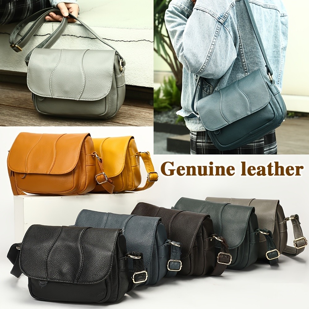 NIUCUNZH Unisex Genuine Leather Crossbody Bag Versatile, Durable, and Stylish for Daily Use and Travel