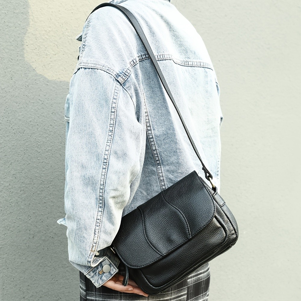 NIUCUNZH Unisex Genuine Leather Crossbody Bag Versatile, Durable, and Stylish for Daily Use and Travel