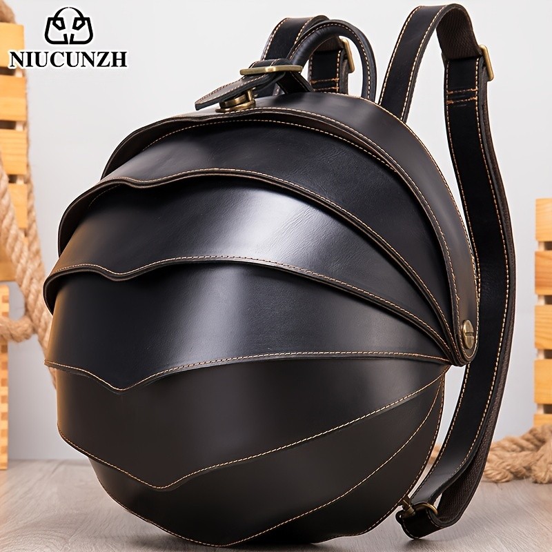 NIUCUNZH Genuine Leather Backpack with Crazy Horse Design Durable, Spacious, and Ideal for Travel, School, and Outdoor Adventures