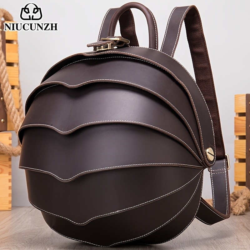 NIUCUNZH Genuine Leather Backpack with Crazy Horse Design Durable, Spacious, and Ideal for Travel, School, and Outdoor Adventures