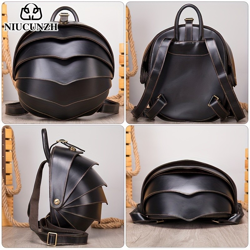 NIUCUNZH Genuine Leather Backpack with Crazy Horse Design Durable, Spacious, and Ideal for Travel, School, and Outdoor Adventures