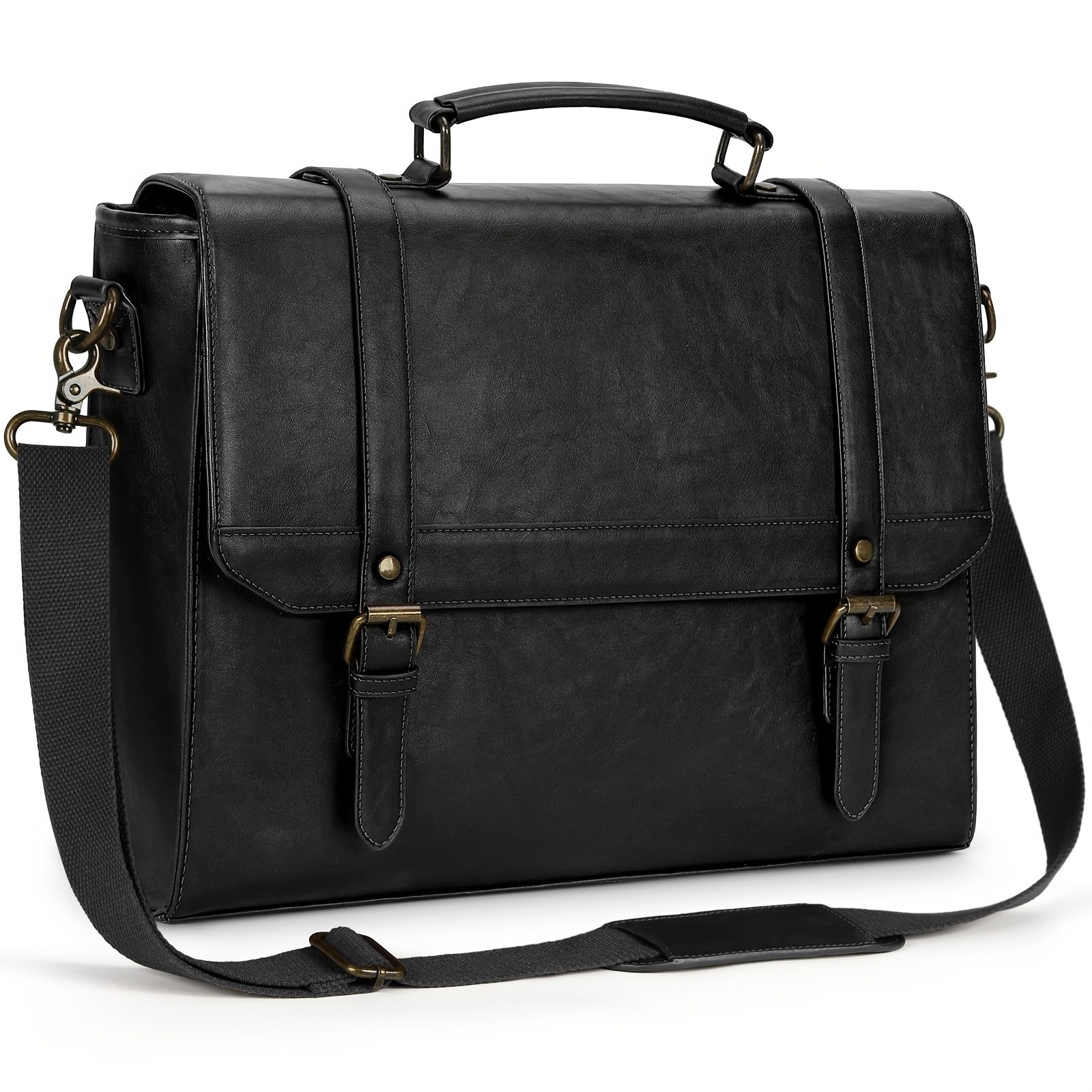 IGOLUMON Mens Crossbody Bag Vintage Style Faux Leather Laptop Briefcase for Business, Travel, and College Use