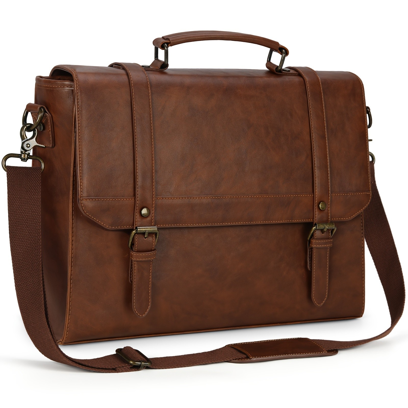 IGOLUMON Mens Crossbody Bag Vintage Style Faux Leather Laptop Briefcase for Business, Travel, and College Use