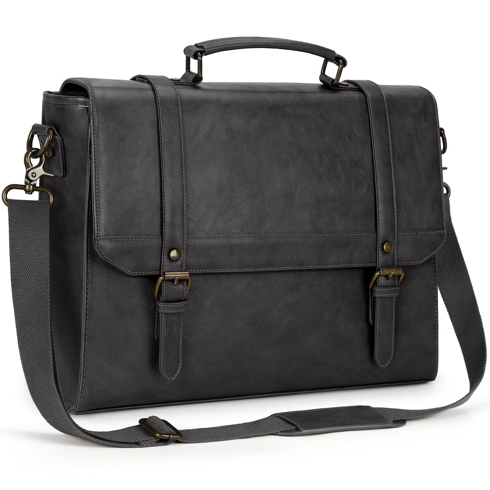 IGOLUMON Mens Crossbody Bag Vintage Style Faux Leather Laptop Briefcase for Business, Travel, and College Use