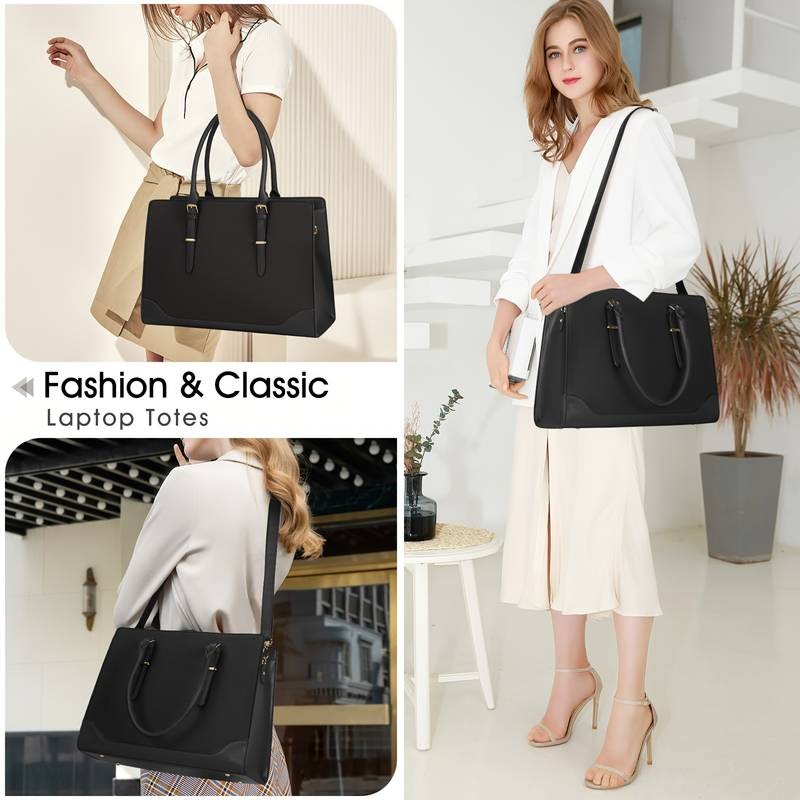 IGOLUMON Women's 39.62 cm Laptop Tote & Crossbody Bag Elegant, Versatile, and Functional for Work, School, and Travel