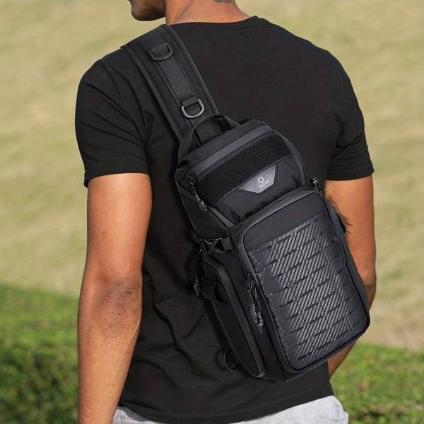 OZUKO Men's Tactical Crossbody Sling Bag Large Capacity Anti-Scratch Chest Bag for Hiking, Travel, and Casual Use