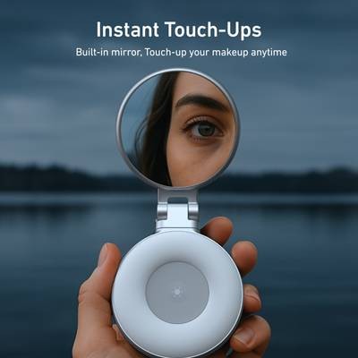 TELESIN Magnetic Selfie Light with Mirror  360 LED Ring Light, Phone Stand, and Fill Light for Photography, Selfies, and Video Calls