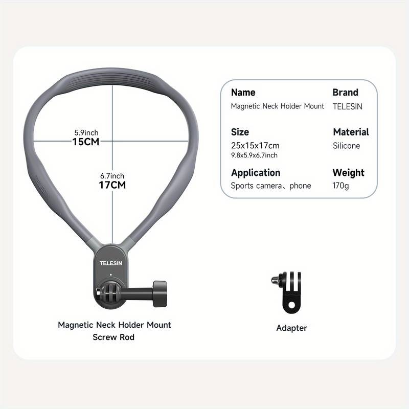 TELESIN Taixun Sports Camera Magnetic Neck Hanger Compatible with GoPro and Dajiang Action Cameras