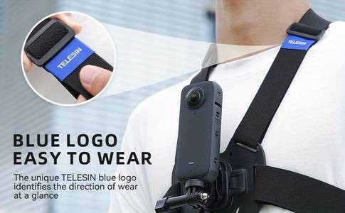TELESIN Action Camera Chest Harness Adjustable Strap for Insta360 X2/X3 & DJI Osmo 3 Sturdy, Hands-Free Mount for Outdoor Adventures