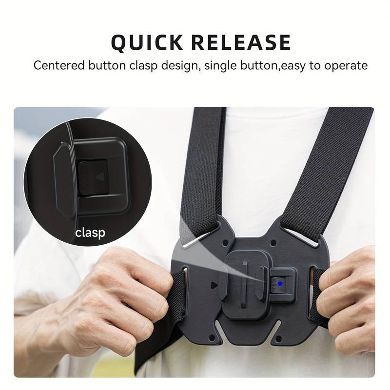 TELESIN Action Camera Chest Harness  Adjustable Strap for Insta360 X2/X3 & DJI Osmo 3  Sturdy, Hands-Free Mount for Outdoor Adventures