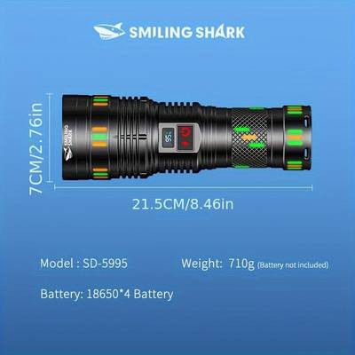 Smiling Shark SD-5995 LED Flashlight M80 Ultra Bright, USB Rechargeable Handheld Flashlight with Zoom Features