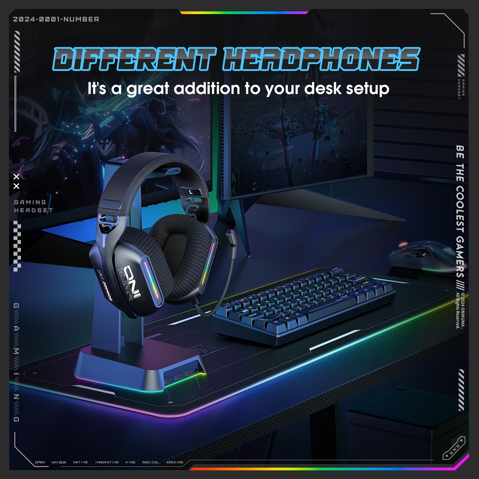 ONIKUMA GT808 Three Mode Wireless E-Sports Headset Versatile Connectivity with Crystal Clear Sound