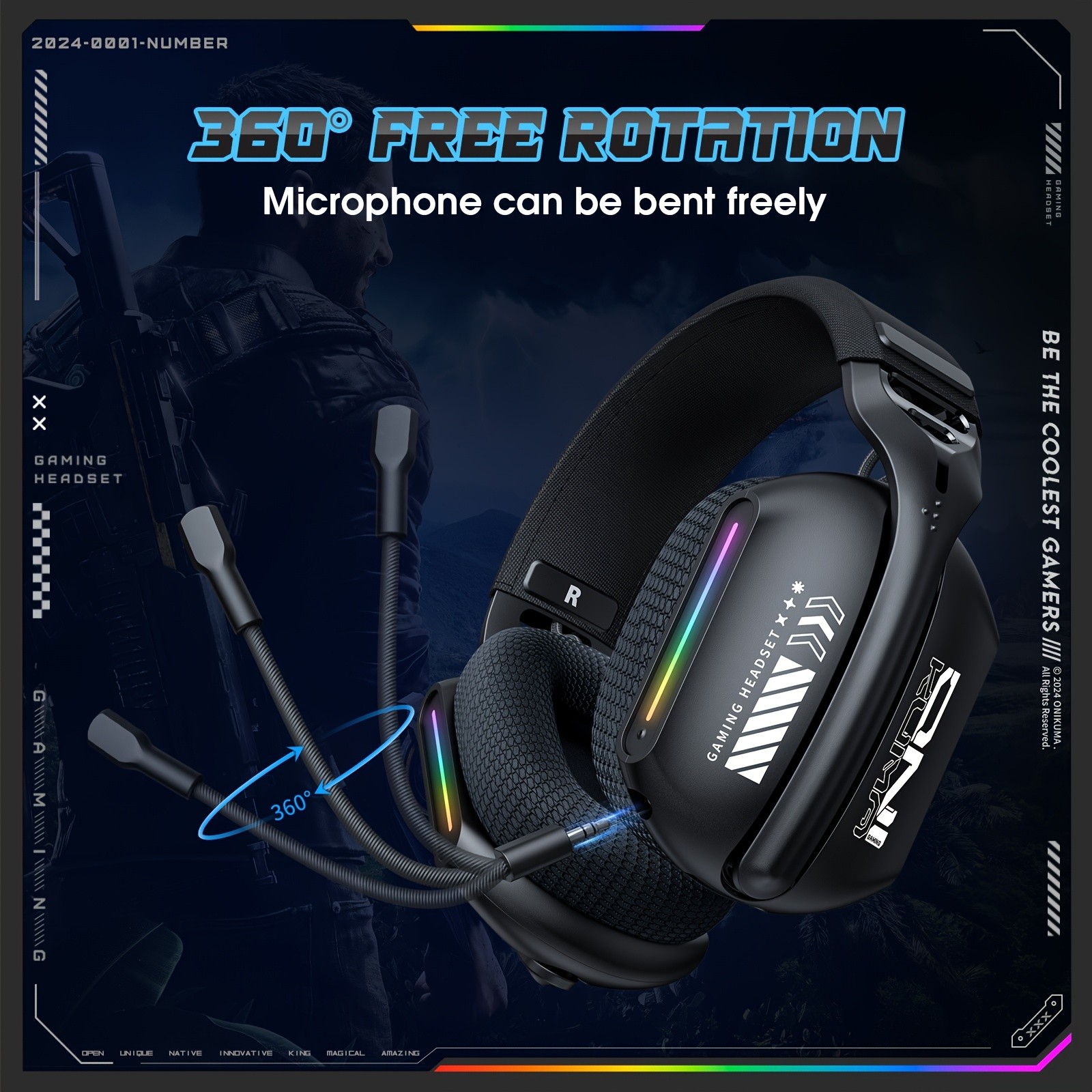 ONIKUMA GT808 Three Mode Wireless E-Sports Headset Versatile Connectivity with Crystal Clear Sound