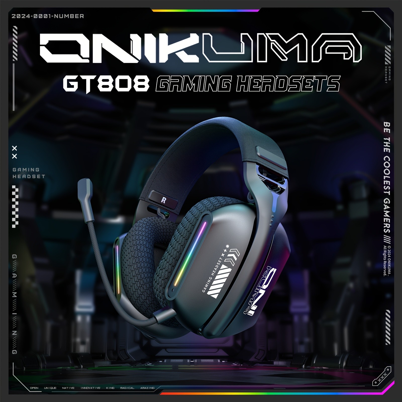 ONIKUMA GT808 Three Mode Wireless E-Sports Headset Versatile Connectivity with Crystal Clear Sound