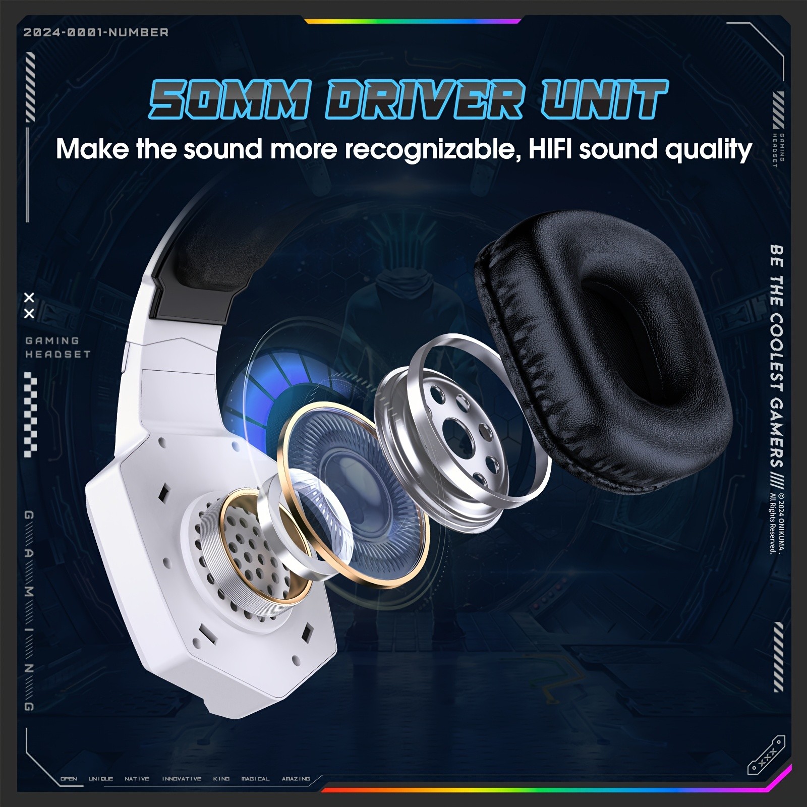 ONIKUMA Wireless Gaming Headset Noise-Canceling Mic, Crystal-Clear Sound, and Comfortable Design for Gamers