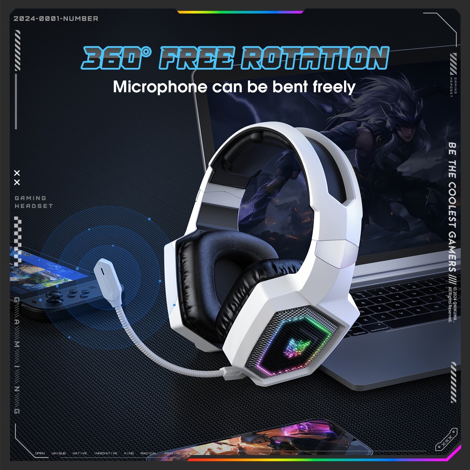 ONIKUMA Wireless Gaming Headset Noise-Canceling Mic, Crystal-Clear Sound, and Comfortable Design for Gamers