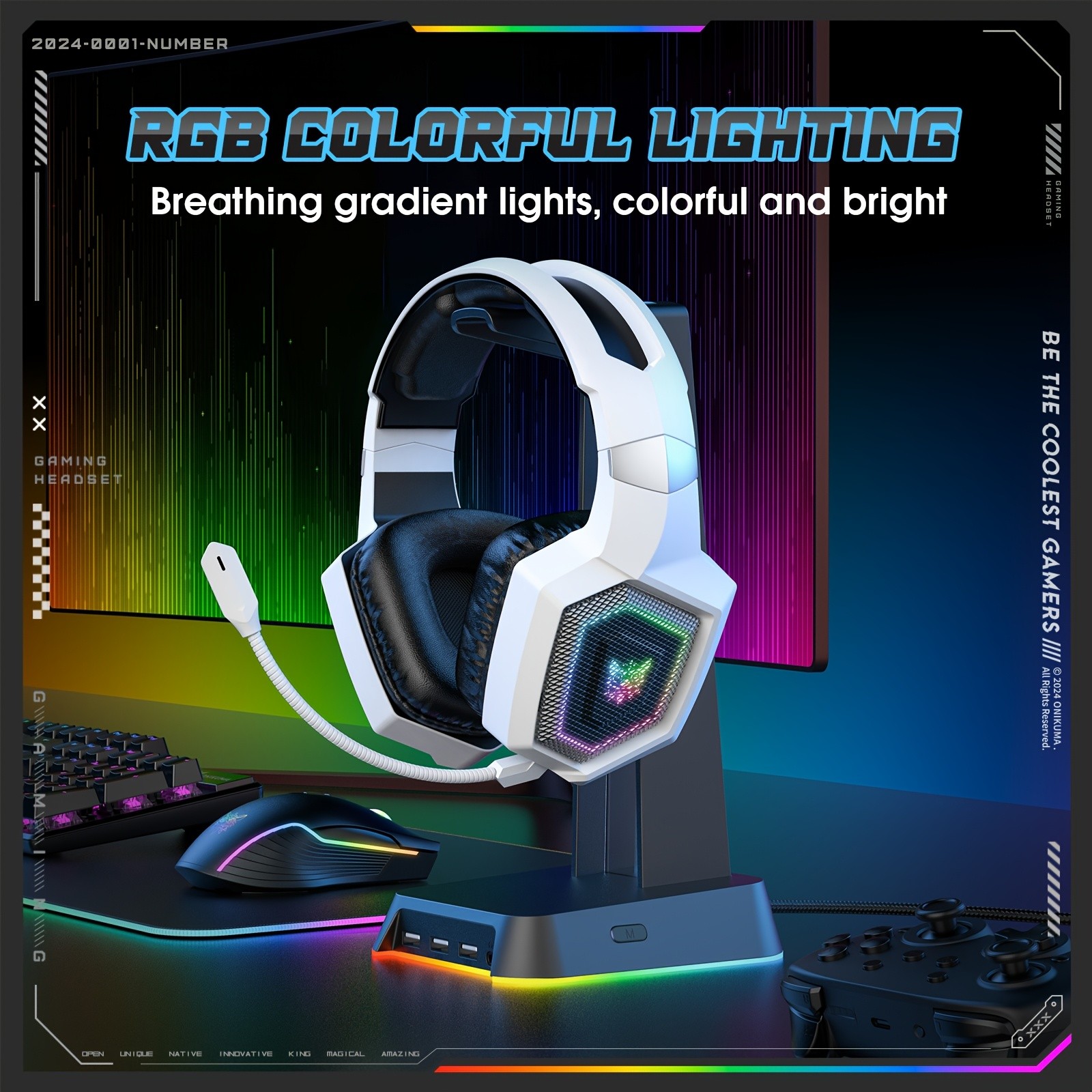 ONIKUMA Wireless Gaming Headset Noise-Canceling Mic, Crystal-Clear Sound, and Comfortable Design for Gamers