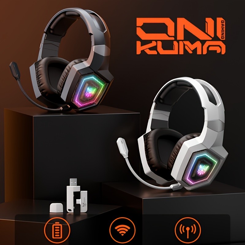 ONIKUMA Wireless Gaming Headset Noise-Canceling Mic, Crystal-Clear Sound, and Comfortable Design for Gamers