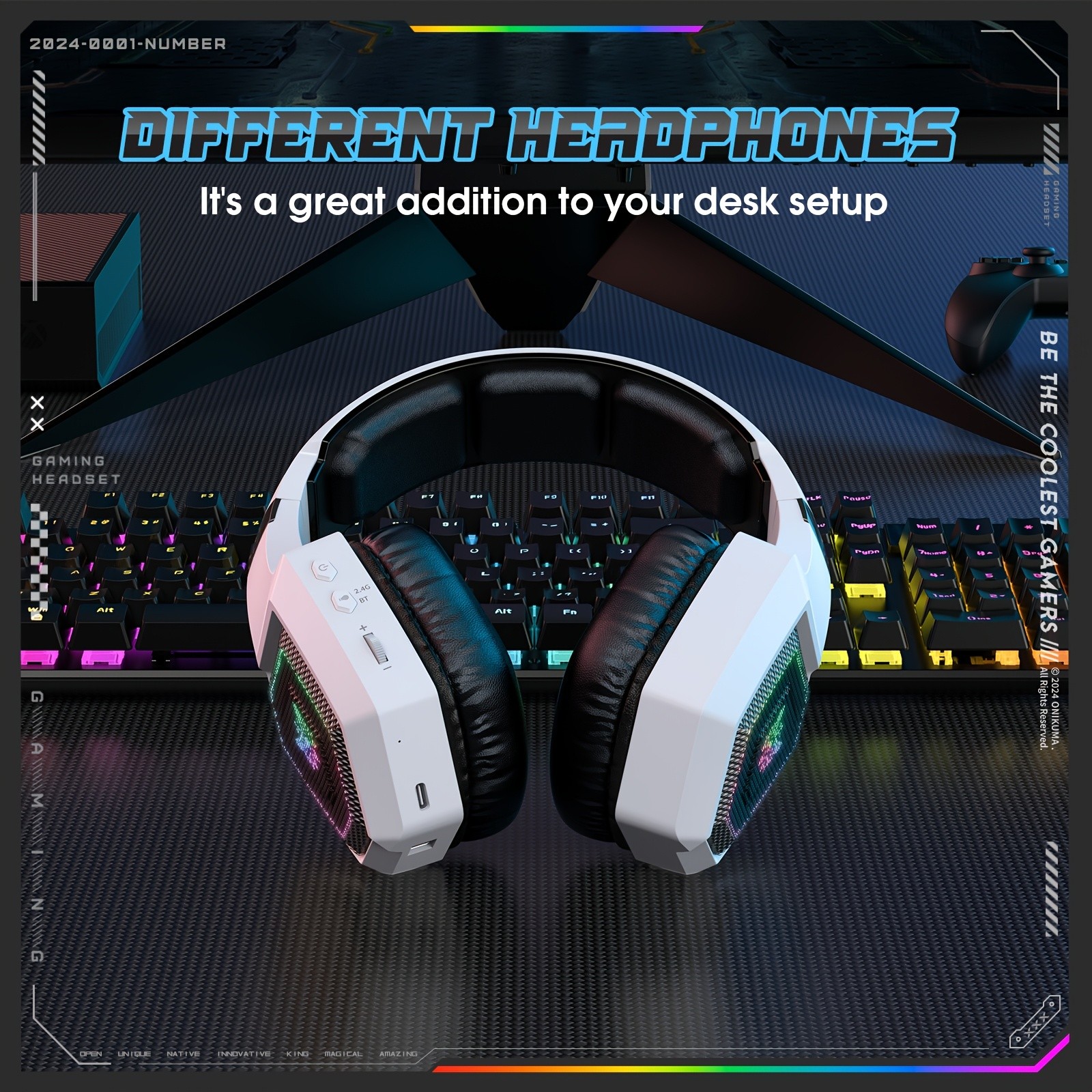 ONIKUMA Wireless Gaming Headset Noise-Canceling Mic, Crystal-Clear Sound, and Comfortable Design for Gamers
