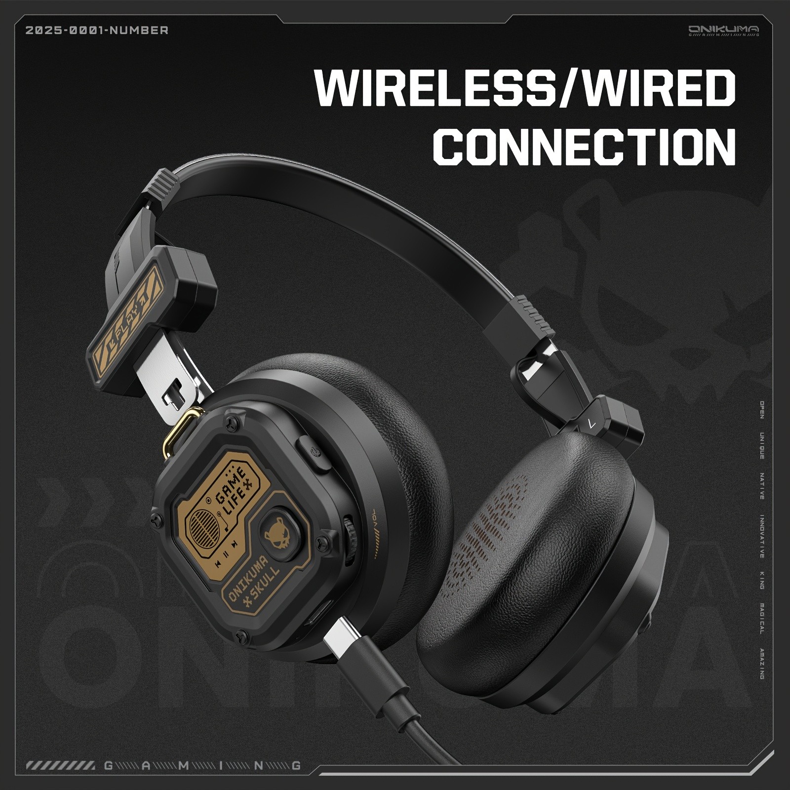 ONIKUMA Wireless Retro Headphones 50+ Hours Playback, Stylish 80's/90's Design with Noise-Canceling Feature