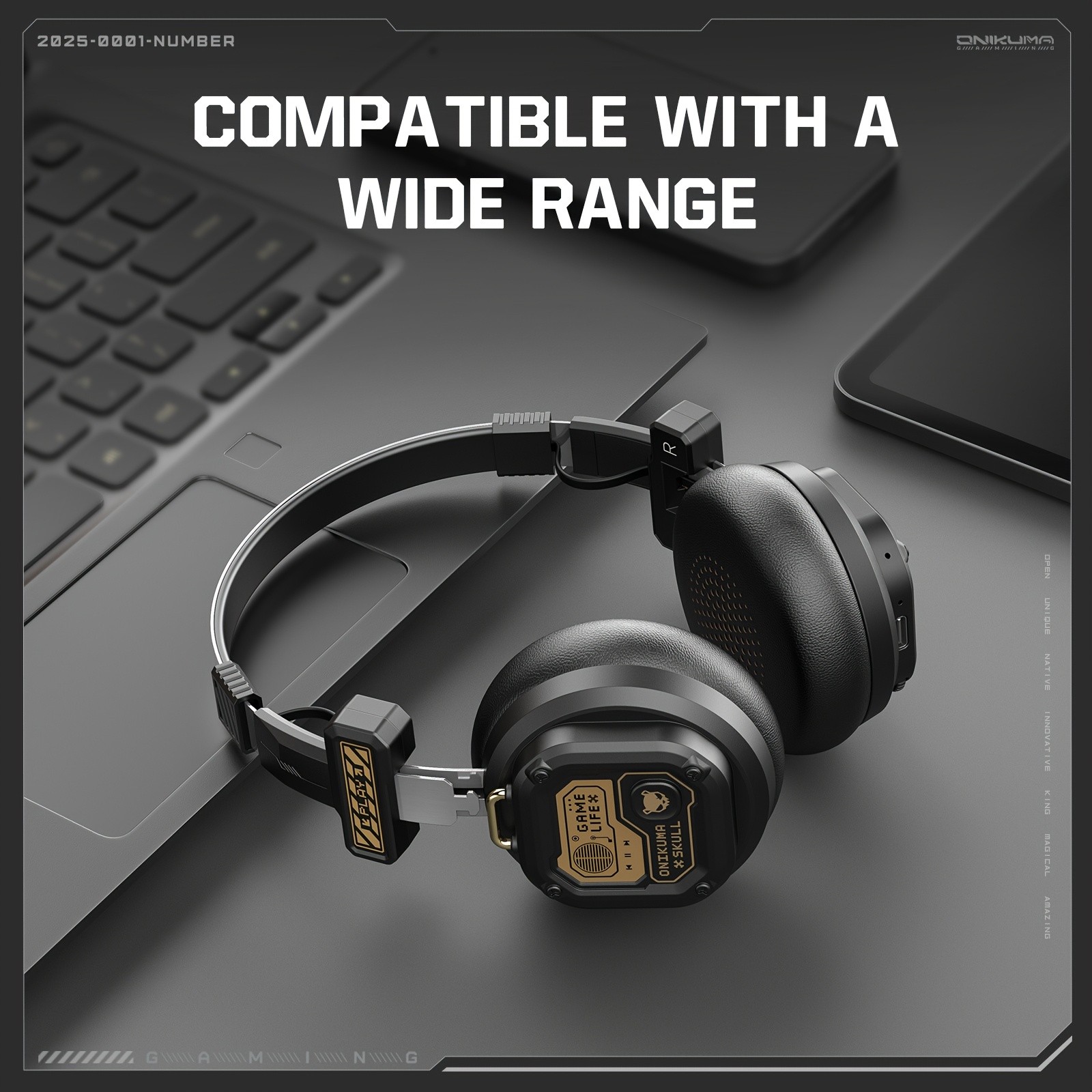 ONIKUMA Wireless Retro Headphones 50+ Hours Playback, Stylish 80's/90's Design with Noise-Canceling Feature