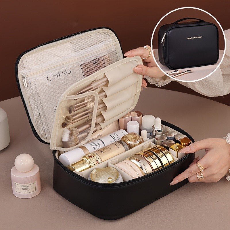 HEART LEAF Split-Open Makeup Bag