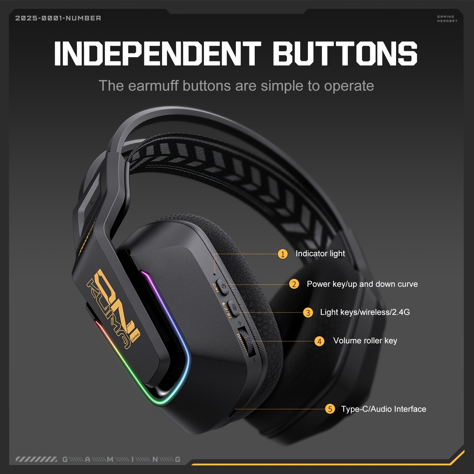 ONIKUMA Wireless Gaming Headset 7.1 Surround Sound, RGB Lighting, and Dual Wireless Connectivity