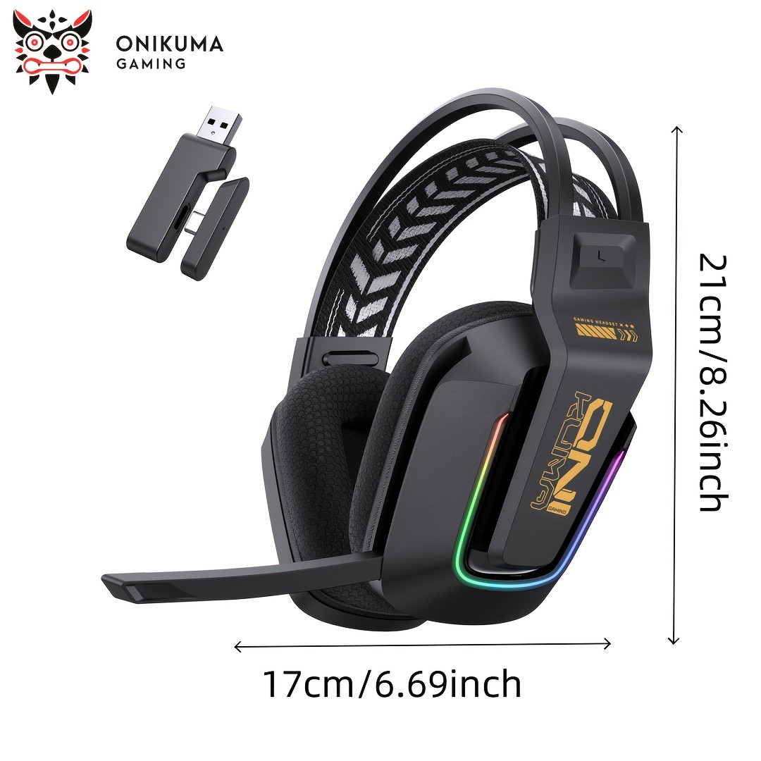 ONIKUMA Wireless Gaming Headset  7.1 Surround Sound, RGB Lighting, and Dual Wireless Connectivity