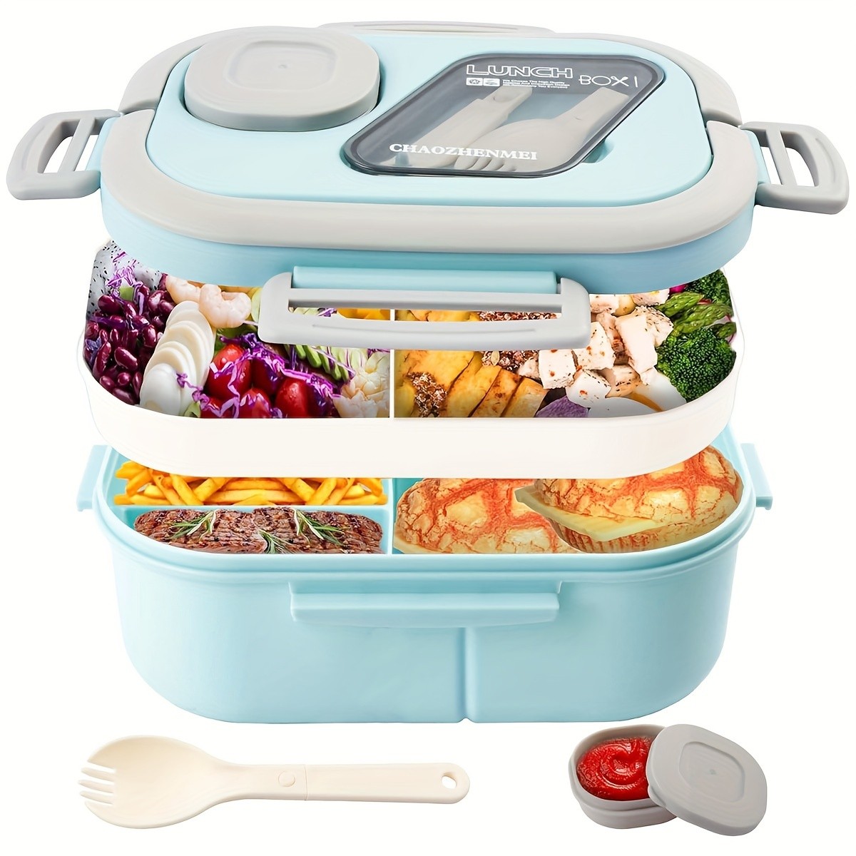 HEART LEAF Modern Bento Lunch Box with Cutlery Set