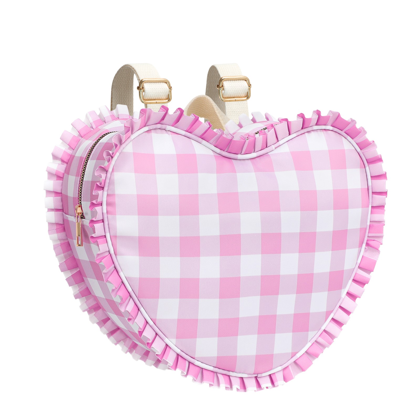 DANCURKEY Chic Pink Lace Heart-Shaped Backpack