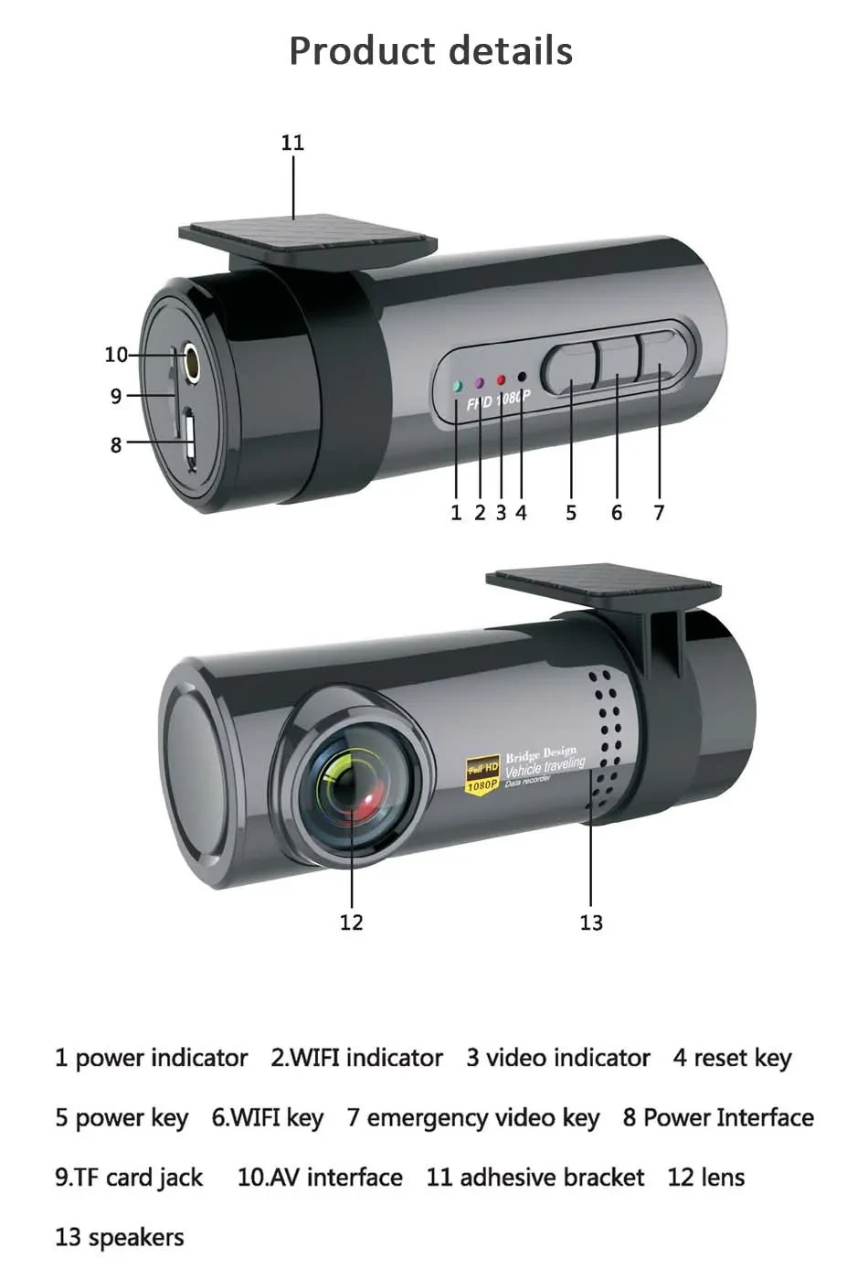Mini WIFI Car DVR Camera Auto Camcorder Wireless DVR APP Monitor Car Black Box