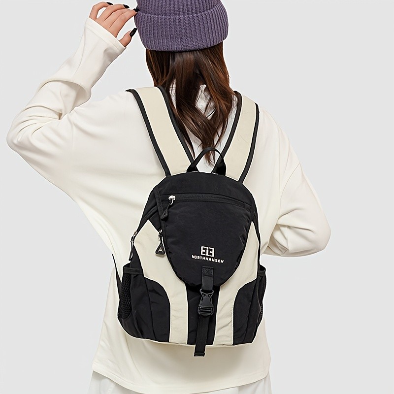 OGEHUAFEE Womens Lightweight Foldable Backpack Casual Color Block Design, Adjustable Straps, Ideal for Travel & Shopping