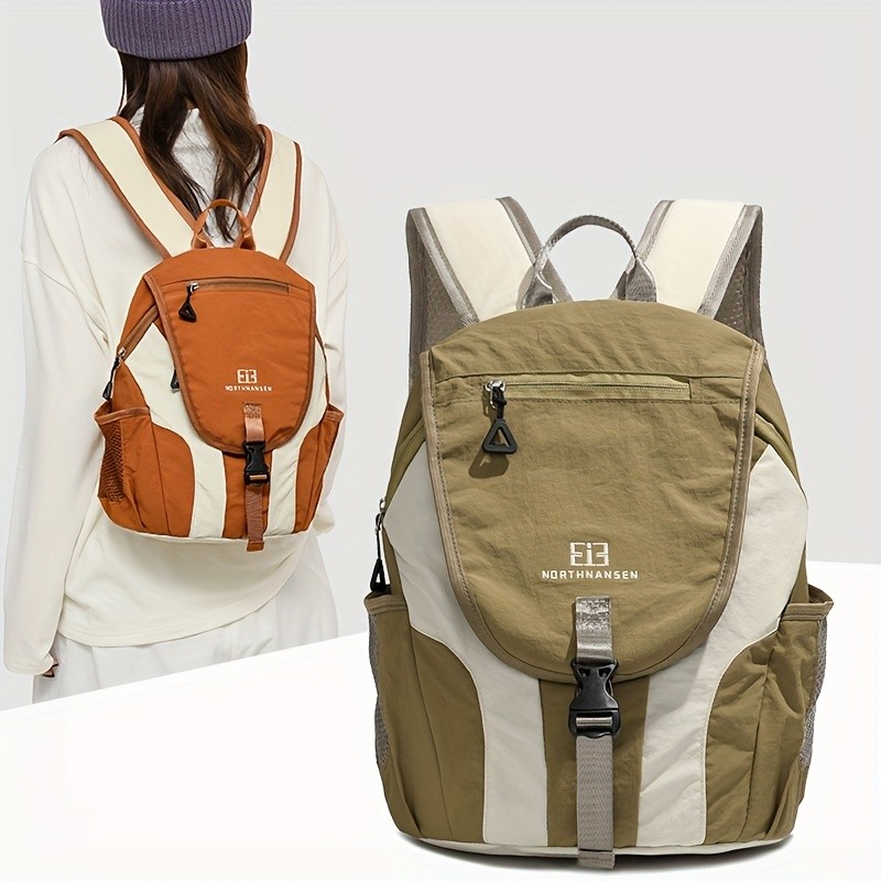 OGEHUAFEE Womens Lightweight Foldable Backpack Casual Color Block Design, Adjustable Straps, Ideal for Travel & Shopping