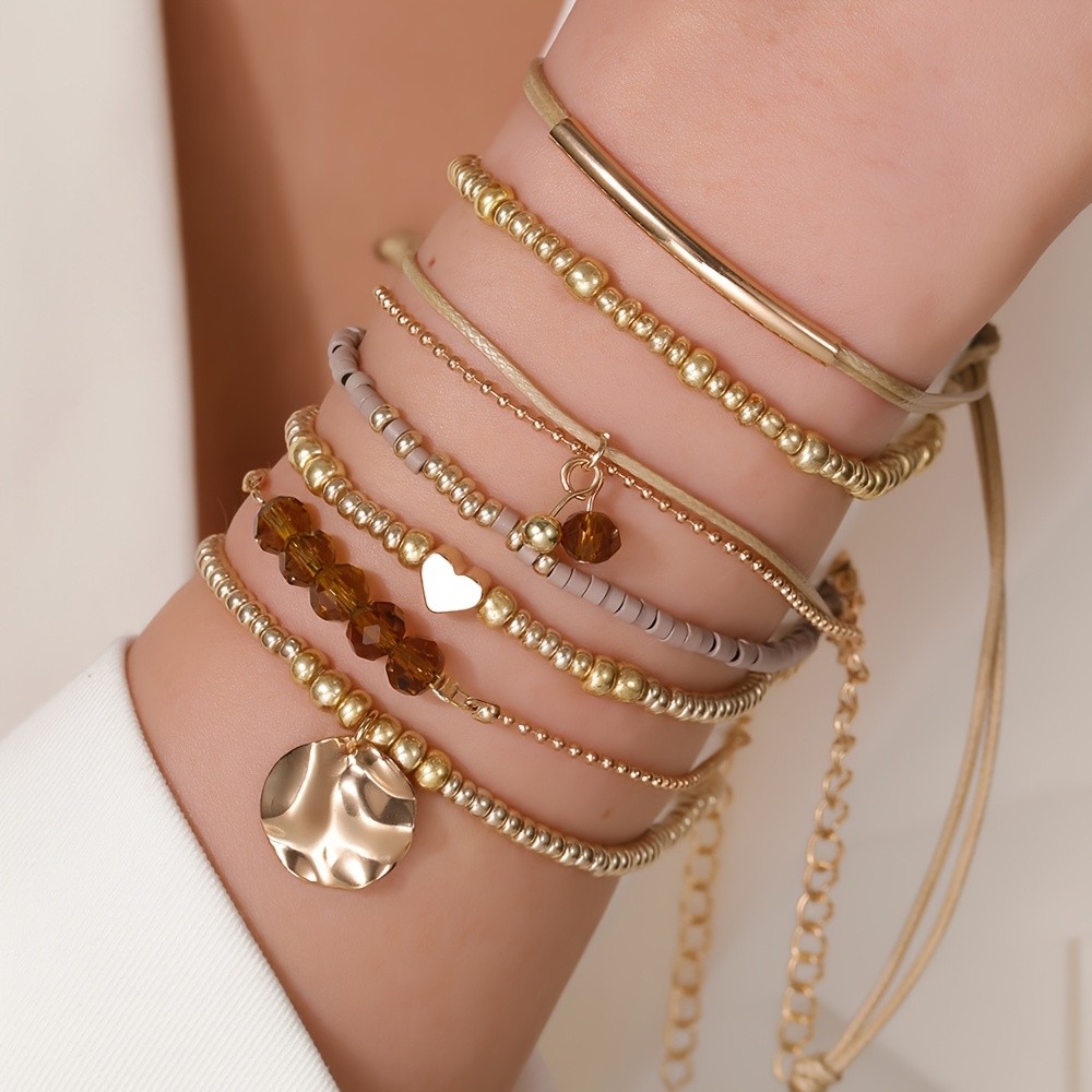 17 MILE 7-Piece Set of Fashionable Handmade Beaded Bracelets