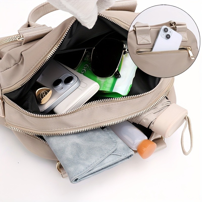 OGEHUAFEE Large Capacity Nylon Bag Lightweight Travel Shoulder & Handbag with Removable Strap, Zipper Closure, Adjustable Straps, Casual Style