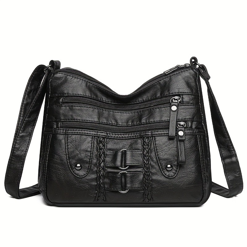 OGEHUAFEE PU Fashionable Womens Bag Lightweight Crossbody & Shoulder Bag with Multi-Pockets, Double-Layer Main Bag