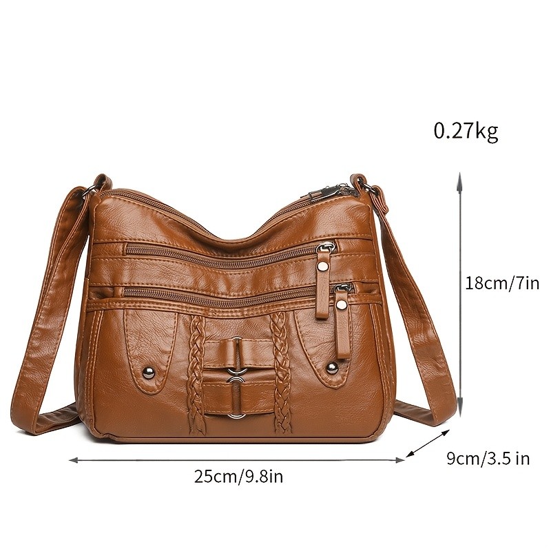 OGEHUAFEE PU Fashionable Womens Bag Lightweight Crossbody & Shoulder Bag with Multi-Pockets, Double-Layer Main Bag