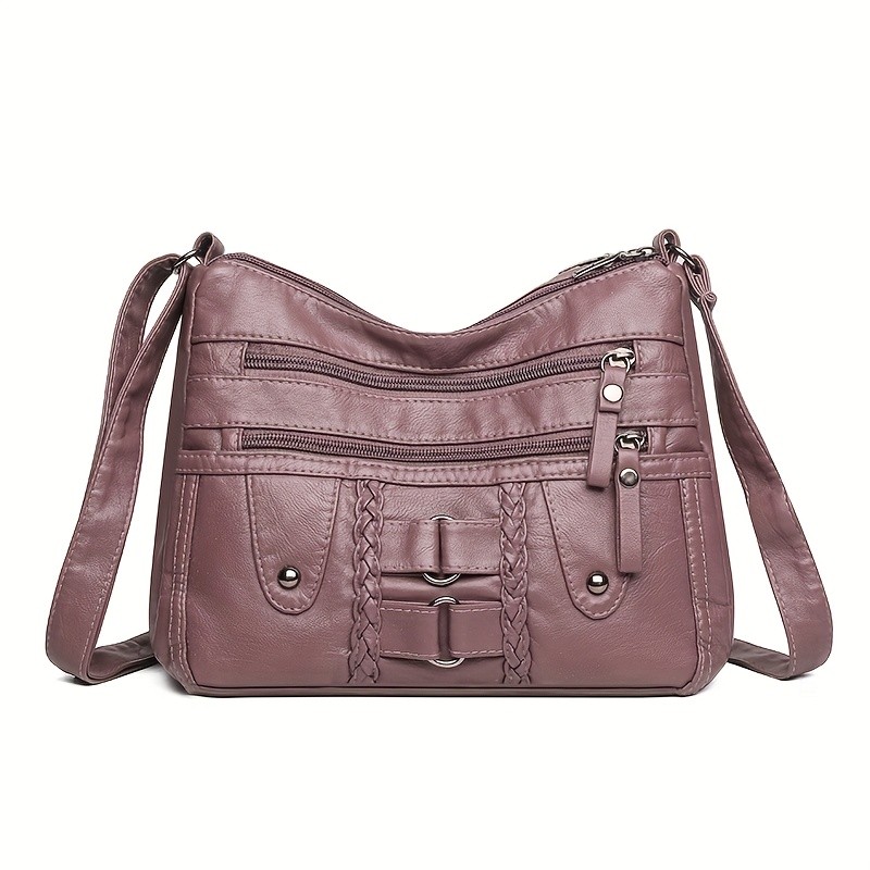 OGEHUAFEE PU Fashionable Womens Bag Lightweight Crossbody & Shoulder Bag with Multi-Pockets, Double-Layer Main Bag