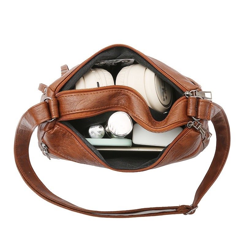 OGEHUAFEE PU Fashionable Womens Bag Lightweight Crossbody & Shoulder Bag with Multi-Pockets, Double-Layer Main Bag