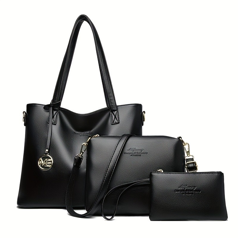 OGEHUAFEE High Quality Three-Piece Womens Handbag Set Large Capacity PU Handbag, Ideal for Shopping, Parties, and Travel